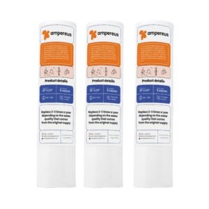 AMPEREUS Heavy Pre Filter Cartridge for Water Purifier | Durable Water Filter Cartridge Compatible with RO/UV Systems | High Efficiency Candles for Clean & Safe (Pack of 3)