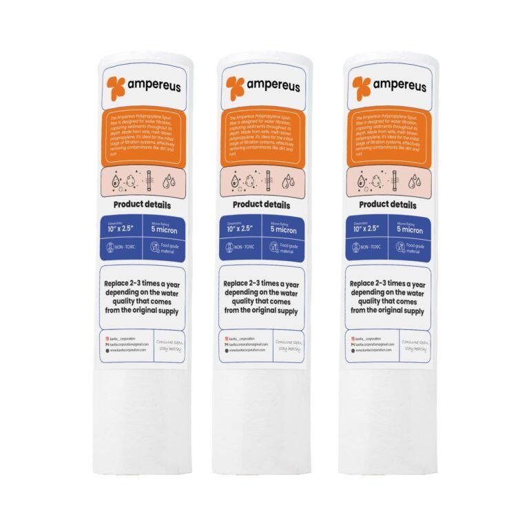 AMPEREUS Heavy Pre Filter Cartridge for Water Purifier | Durable Water Filter Cartridge Compatible with RO/UV Systems | High Efficiency Candles for Clean & Safe (Pack of 3)
