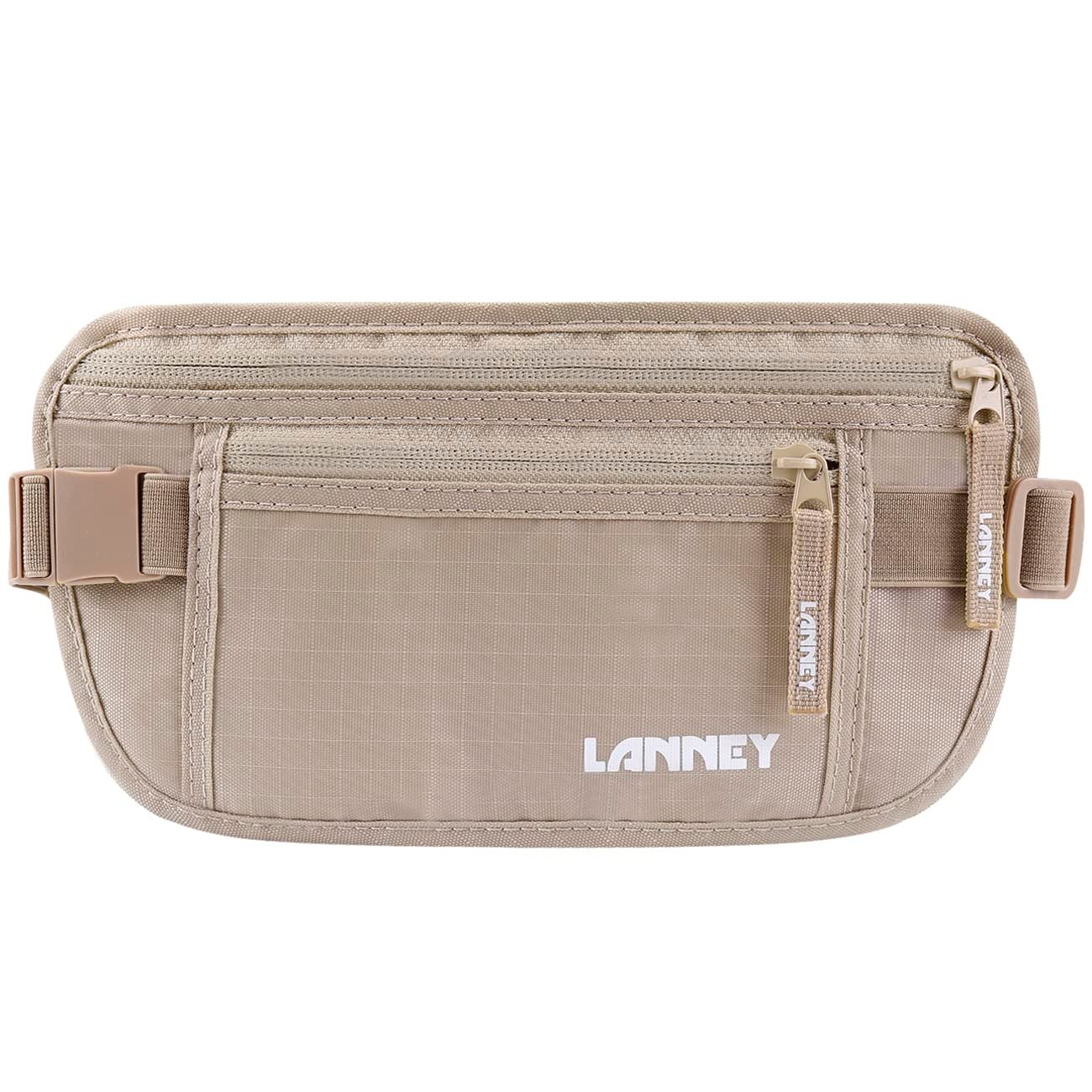 Money Belt for Travel, Slim RFID Blocking Women and Men Hidden Travel Pouch Under Clothes, Passport Holder Protect Cash, Documents, Credit Card, Bonus 2 RFID Sleeves, Beige, Large, Travel Wallet