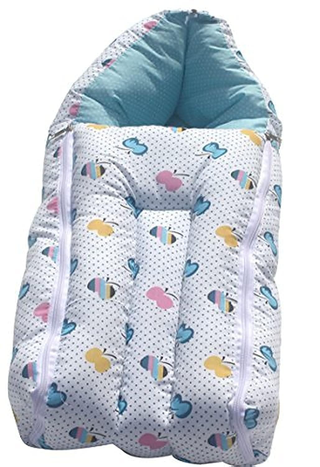 AMARDEEP Blue Baby Quilt & Sleeping Bag Cum Carry Bag – Soft, Cozy, Portable Baby Bedding for Newborns, Infants – 64×41 cm, Stroller, and Sleeping Time
