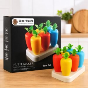Sakoraware 6 Pcs Kulfi Maker Mould Set with Stand Reusable Ice Cream Popsicle Mold BPA Free Food Grade Pop Mold Homemade Frozen Treat & Dessert Maker