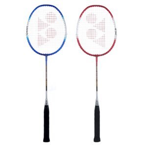 Yonex ZR 100 Light Aluminum Blend Badminton Racquet with Full Cover, Set of 2 (Blue/Red)