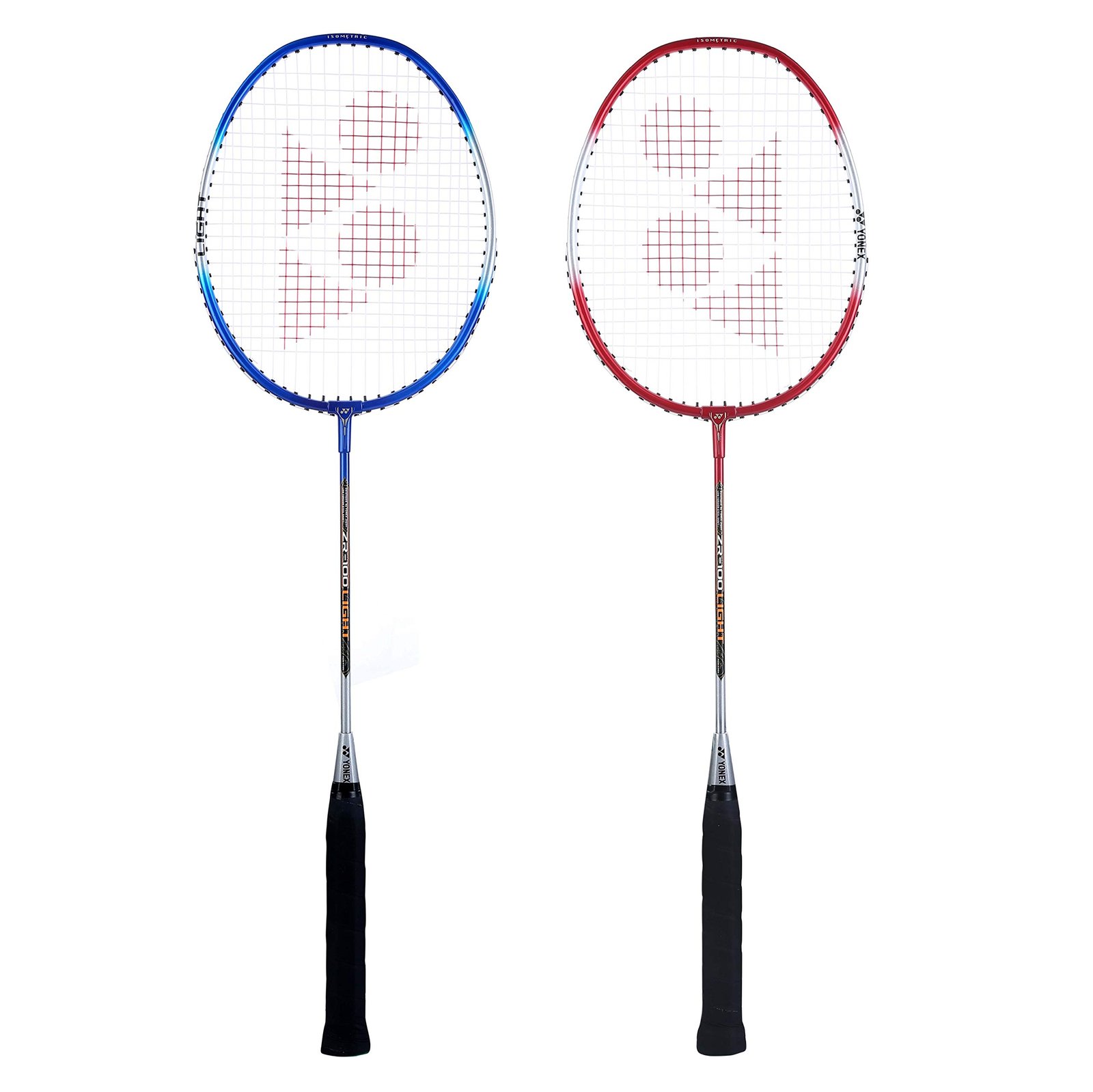 Yonex ZR 100 Light Aluminum Blend Badminton Racquet with Full Cover, Set of 2 (Blue/Red)