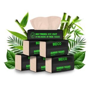 Beco Bamboo Super Soft Facial Tissue 100 Pulls (Pack of 6), 600 Pulls 2 ply 100% Natural and Ecofriendly