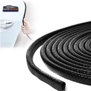 AutoBizarre Black Anti-Scratch Anti-Collision Heavy Duty Edge Guard Door Protection U Shape Edge Trim Rubber Seal Protector Rubber Clips Fit for All Cars – 5 Meters