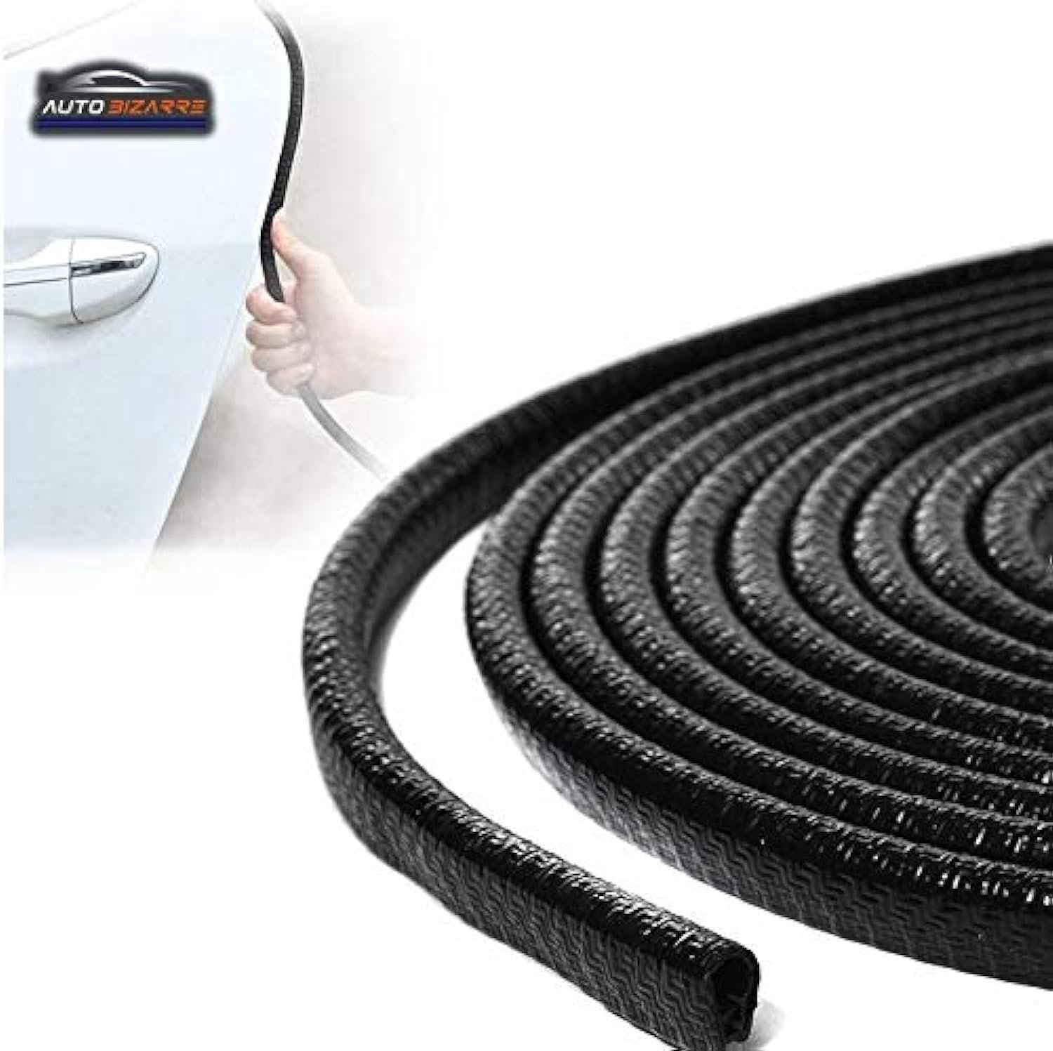 AutoBizarre Black Anti-Scratch Anti-Collision Heavy Duty Edge Guard Door Protection U Shape Edge Trim Rubber Seal Protector Rubber Clips Fit for All Cars – 5 Meters