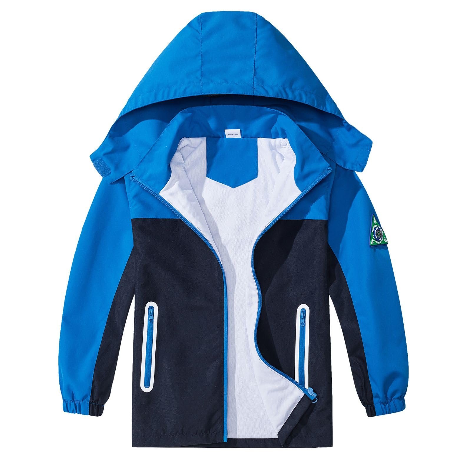 Waterproof Hooded Jacket for Boys Girls,Kids Raincoats Outdoor Windbreaker Dinosaur Rain Jacket