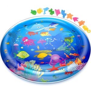 Tec Tavakkal Baby Kids Water Play Mat Toys Inflatable Tummy Time Leakproof Water Play Mat, Fun Activity Play Center Indoor and Outdoor Water Play Mat for Baby Random Design (Circle Water Mat)