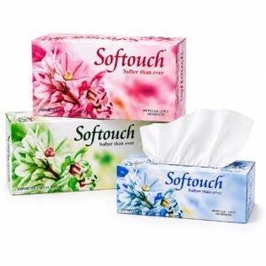Softouch 2 Ply Face Tissue Paper Carton Box 100 pulls 200 sheets Each Box- Set of 3 (Multicolor)