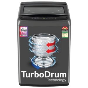 LG 8 Kg 5 Star Smart Inverter Technology Fully Automatic Top Load Washing Machine (T80VBMB4Z, Turbodrum, Auto Prewash, Stainless Steel drum, LED Display, Smart Diagnosis, Middle Black)