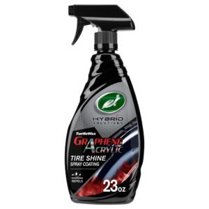 Turtle Wax Hybrid Solutions Graphene Acrylic Car Tyre Polish Spray Coating, Long-Lasting Black Shine, No-Sling, Water-Resistant Tyre Dresser with UV and Dirt Repellent Protection, 680ml, Pack of 1