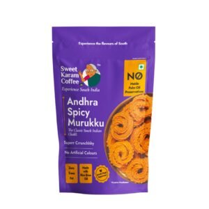 Sweet Karam Coffee Andhra Spicy Murukku – 500grams | No Palm Oil or Preservatives | South Indian Chakli Snack | Crispy & Spicy Tea-Time Namkeen | Homestyle Crunchy Treat