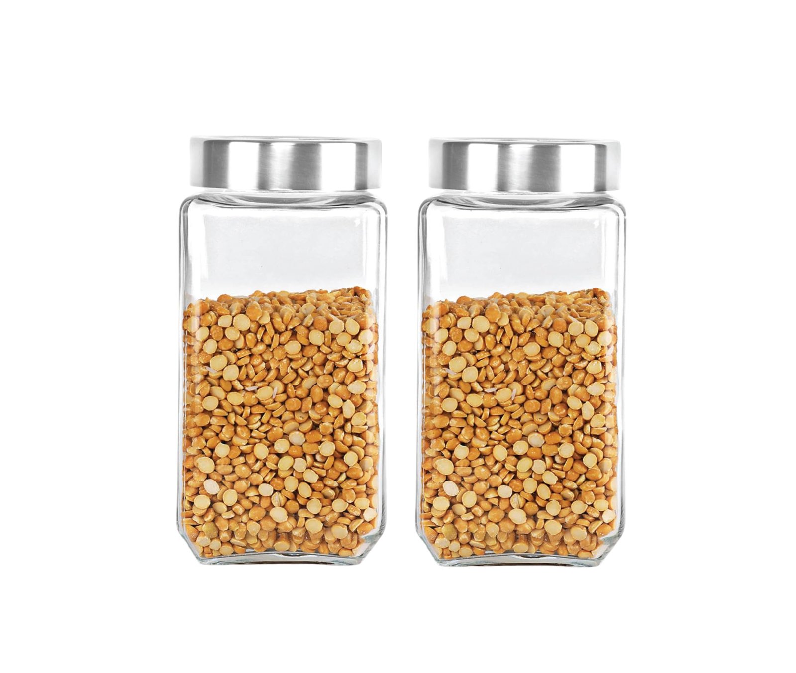 CELLO Qube Fresh Glass Storage Jar for Kitchen Set of 2 Pcs, 1000ml Transparent | Fridge Safe Airtight Leadfree Toughened Glass Kitchen Storage Containers Set For Beans, Whole Grains Spices Dry Fruits