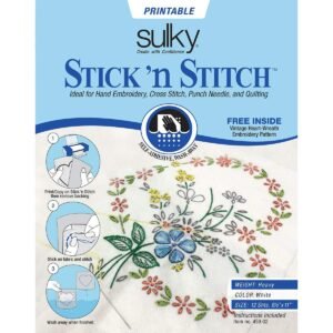 Stick N Stitch Self Adhesive Wash Away Stabilizer Twelve Sheets of 8-1/2 x 11