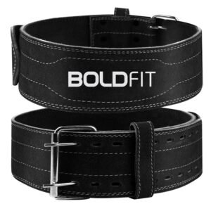 Boldfit Gym Belt for Men and Women – Lever Deadlift Belt for Workout, Powerlifting, Weight Lifting – Leather Exercise Belt for Back Support – L/XL Black