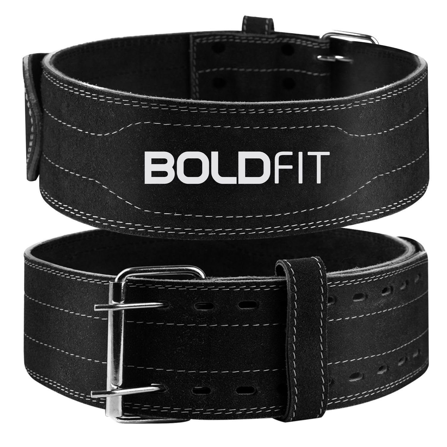 Boldfit Gym Belt for Men and Women – Lever Deadlift Belt for Workout, Powerlifting, Weight Lifting – Leather Exercise Belt for Back Support – L/XL Black