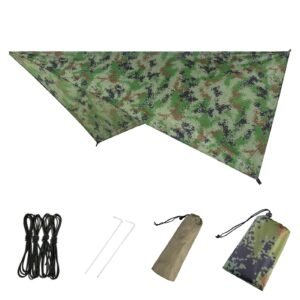 Azarxis Hammock Camping Tarp Rain Fly, Waterproof Tent Footprint Shelter Canopy Sunshade Cloth Picnic Mat for Outdoor Awning Hiking Beach Backpacking – Included Guy Lines & Stakes