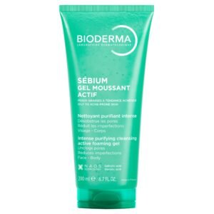 Bioderma Sebium Gel Moussant Actif Intense Purifying Cleansing Foaming Gel with Salicylic & Glycolic acid |Oily and Acne-Prone Skin, 200ml