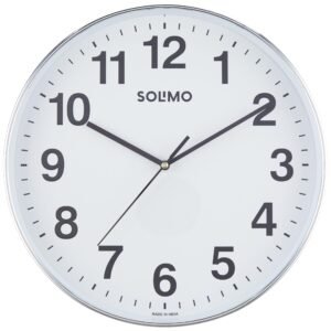 Amazon Brand – Solimo Office Round Analog Wall Clock | Plastic | Silent Sweep Movement | 12 Inch | White