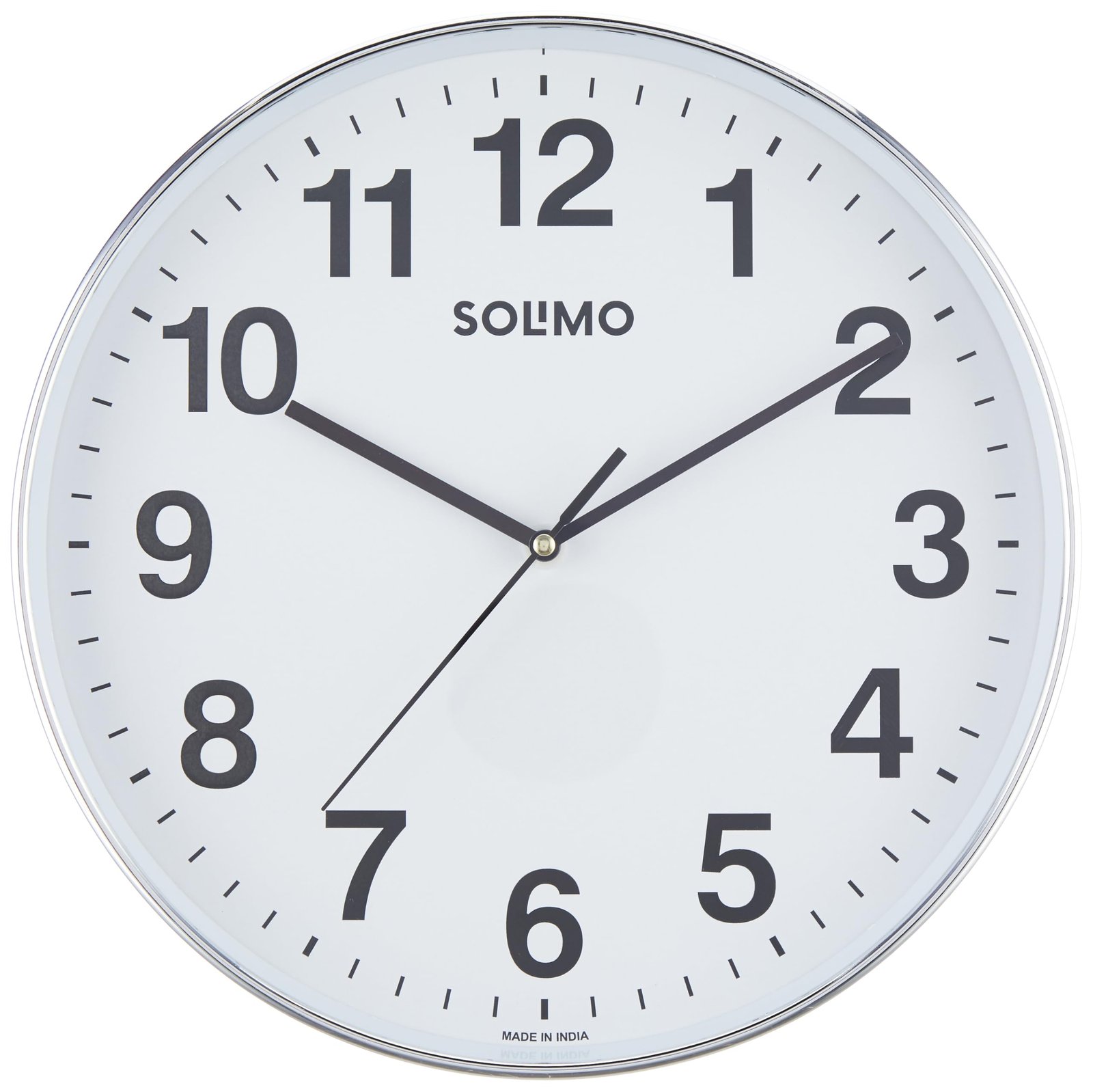 Amazon Brand – Solimo Office Round Analog Wall Clock | Plastic | Silent Sweep Movement | 12 Inch | White