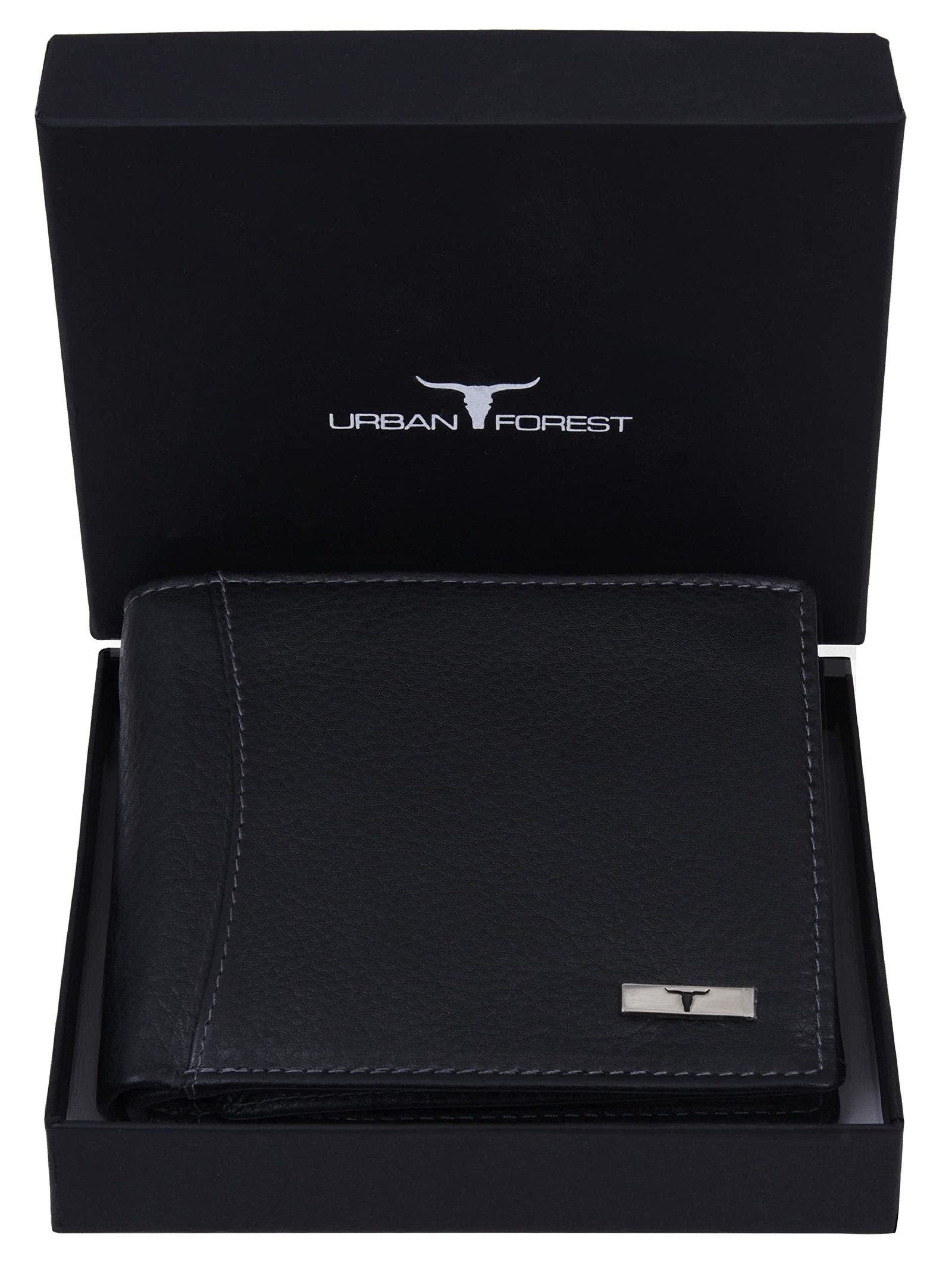 URBAN FOREST Oliver Black Leather Wallet for Men with RFID Protection