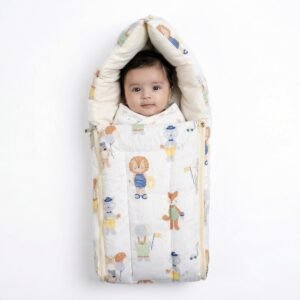 haus & kinder 3 in 1 Baby Sleeping Bag & Carry Nest | Cotton Bedding Set for Infants & New Born Baby | Portable/Travel & Skin Friendly | 0-6 Months (Jungle Party)
