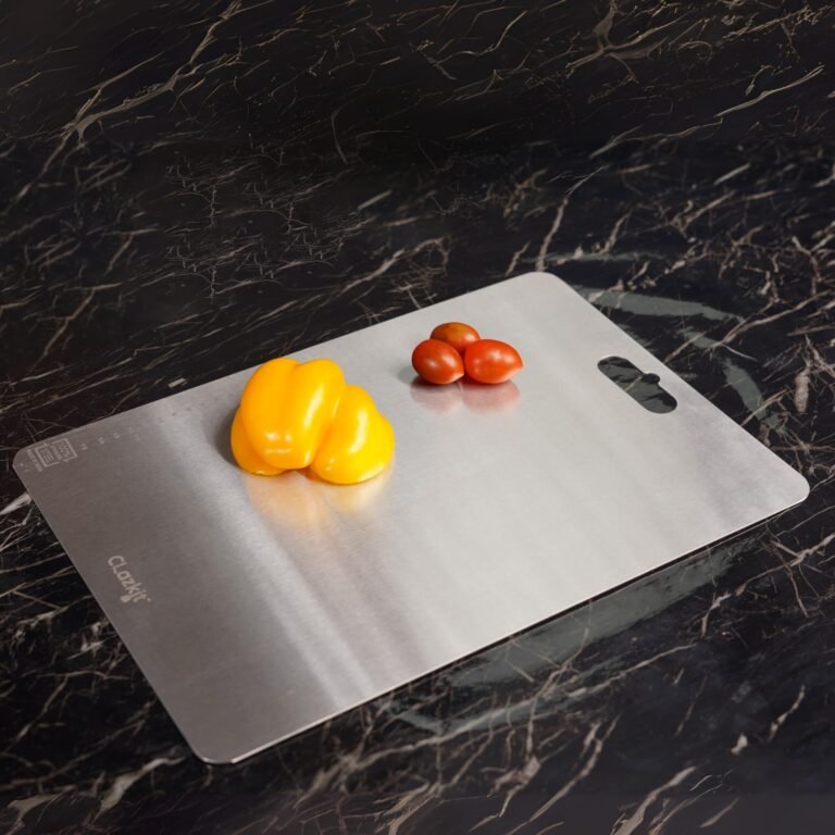 Clazkit Large Stainless Steel Chopping Cutting Board Vegetable,Fruit,Bread & Meat Durable Safe & Heavy Duty (360 x 250 x 1mm)