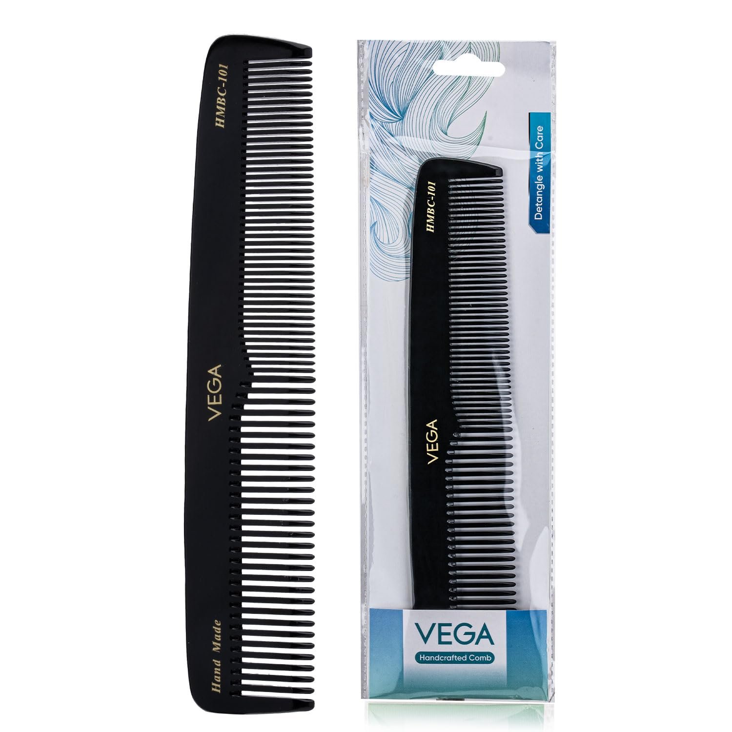 Vega Handcrafted Graduated Dressing Comb for Men & Women, Detangling, Daily Grooming | Cellulose Acetate Derived Non-petroleum Based Material from Plant, (India’s No.1* Hair Comb Brand, HMBC-101)