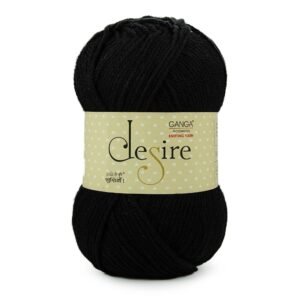 Ganga Acrowools Acrylic Desire Hand Knitting and Crochet Yarn. Pack of 1 Ball – 100Gms. Shade No – DSR003, Black