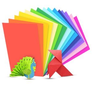 OFIXO 100 Pieces A4 Color Paper Handmade Origami Embossed Multi Color Paper (10 Colors)