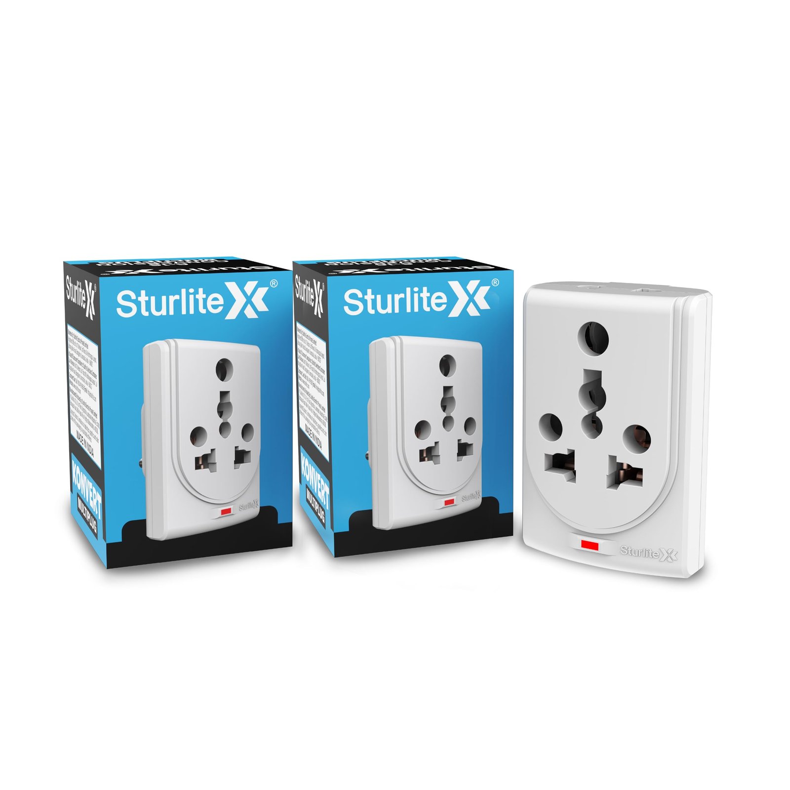 Sturlite Konvert Multiplug| 6-16 Amp| 2-Pin & 3-Pin Socket| Universal AC Travel Adapter| Premium Polycarbonate Body Socket| Compact Converter Plug for Travel, Home & Office Use – Pack of 2