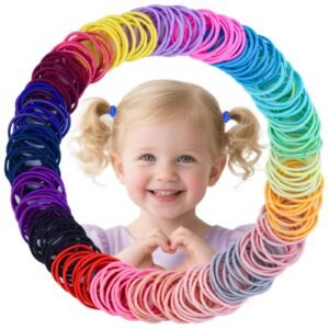 Baby Hair Ties 200Pcs Small Elastic Ponytail Holders for Toddlers, Girls, Infants, Kids – Hair Accessories (Color A)