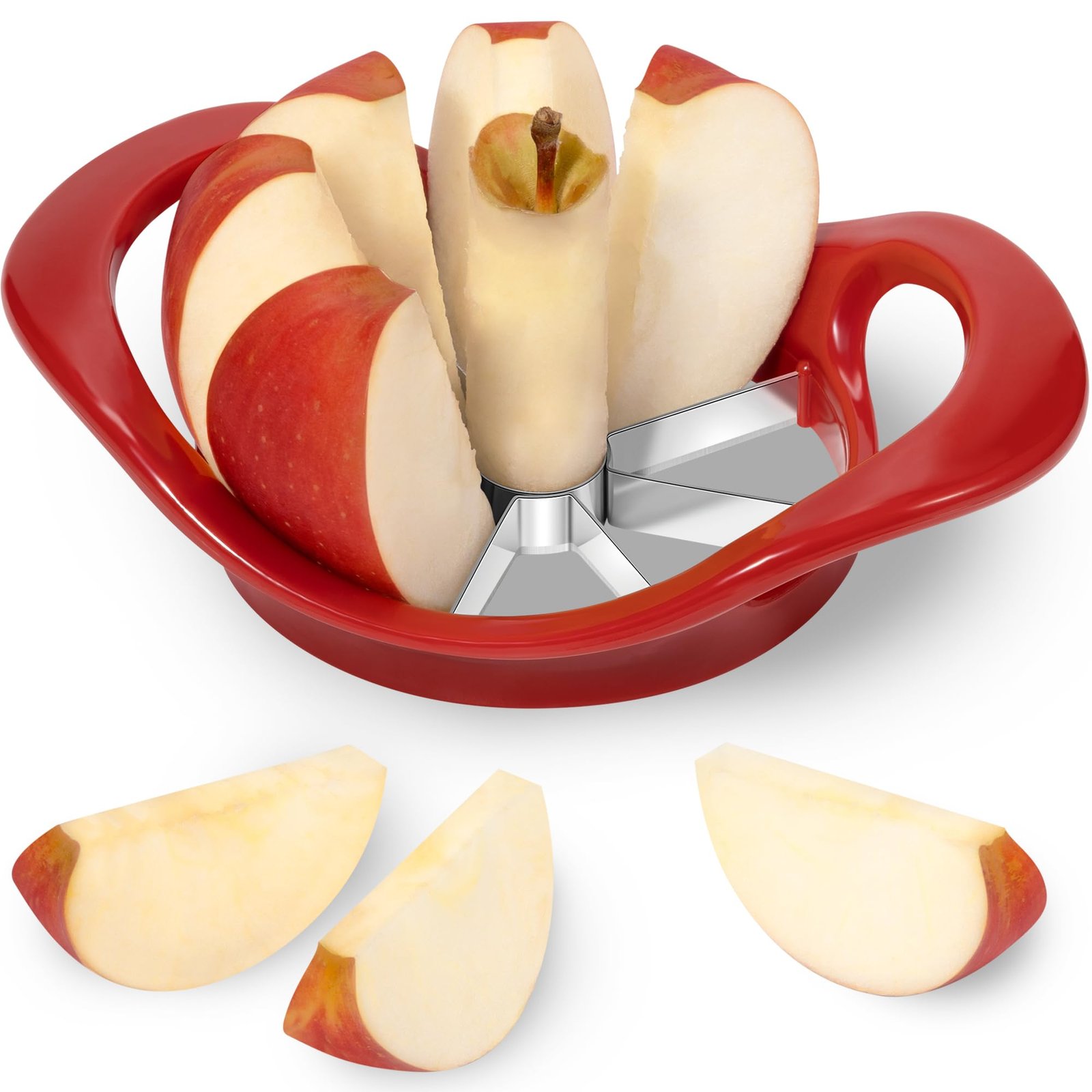 4.2″ Upgrade Apple Slicer and Corer Ultra Sharp Blade Apple Cutter Red
