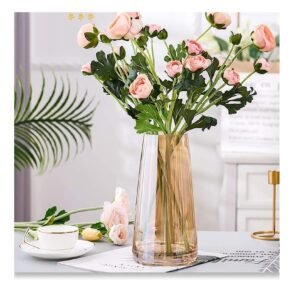 SPHINX Decorative Glass Vase for Flowers Plants Home Decor Office Living Table Decorations, Vases for Home Decor, Luster Glass Vase,Modern – (Crystal Amber, Approx 9 Inches Height)
