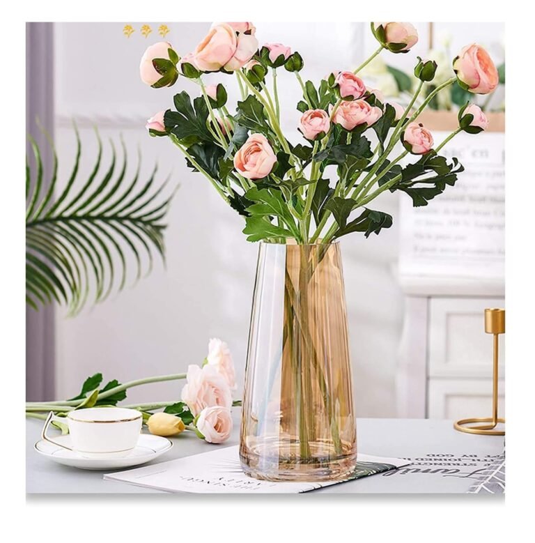 SPHINX Decorative Glass Vase for Flowers Plants Home Decor Office Living Table Decorations, Vases for Home Decor, Luster Glass Vase,Modern – (Crystal Amber, Approx 9 Inches Height)