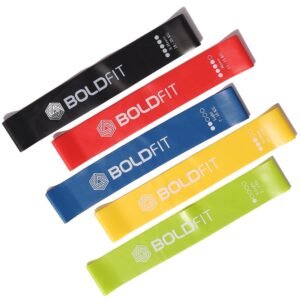 Boldfit Resistance Bands Mini Loop Set (Pack of 5) Hip Toning Exercise for Gym Booty Belt Latex Theraband for Fitness, Multicolor, (RMiniloop1)
