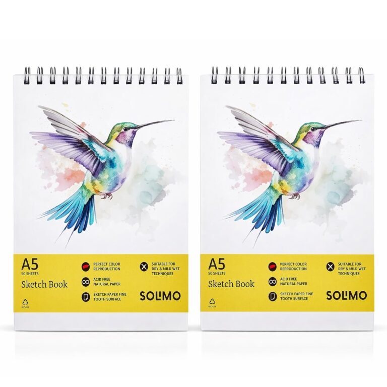 Amazon Brand – Solimo Sketchbooks, Spiral-Bound, Mini Size, Professional-Grade Sheets, Compatible with a Range of Art Material (A5, Set of 2) Paper, Acrylic