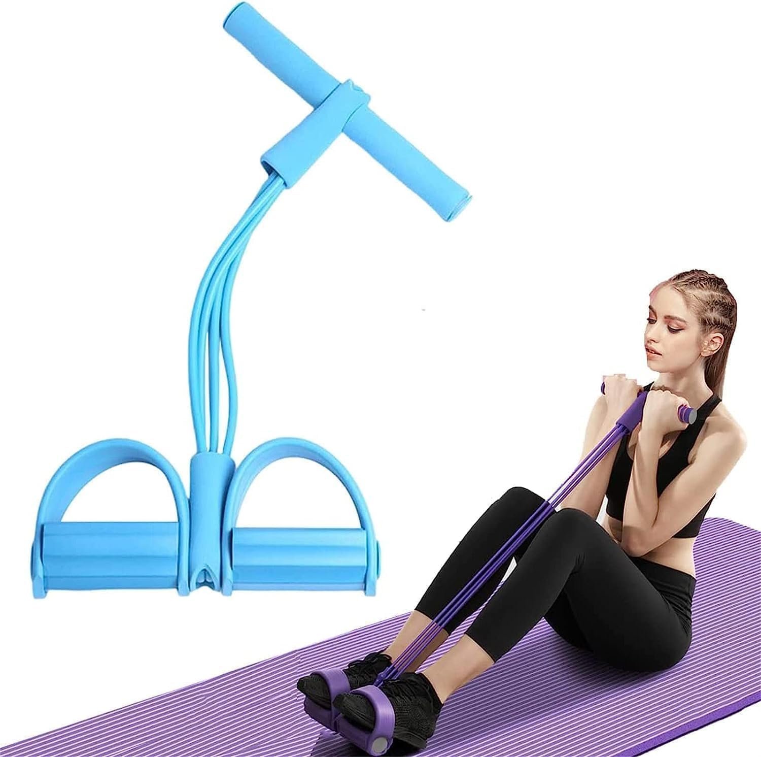 Mini Stepper Exercise Machine with Resistance Bands | Lateral Thigh Trainer & Home Stepper for Full Body Workout | Compact Stepper for Weight Loss, Cardio & Toning Legs, HIPS, and Arms (Pull Reducer)