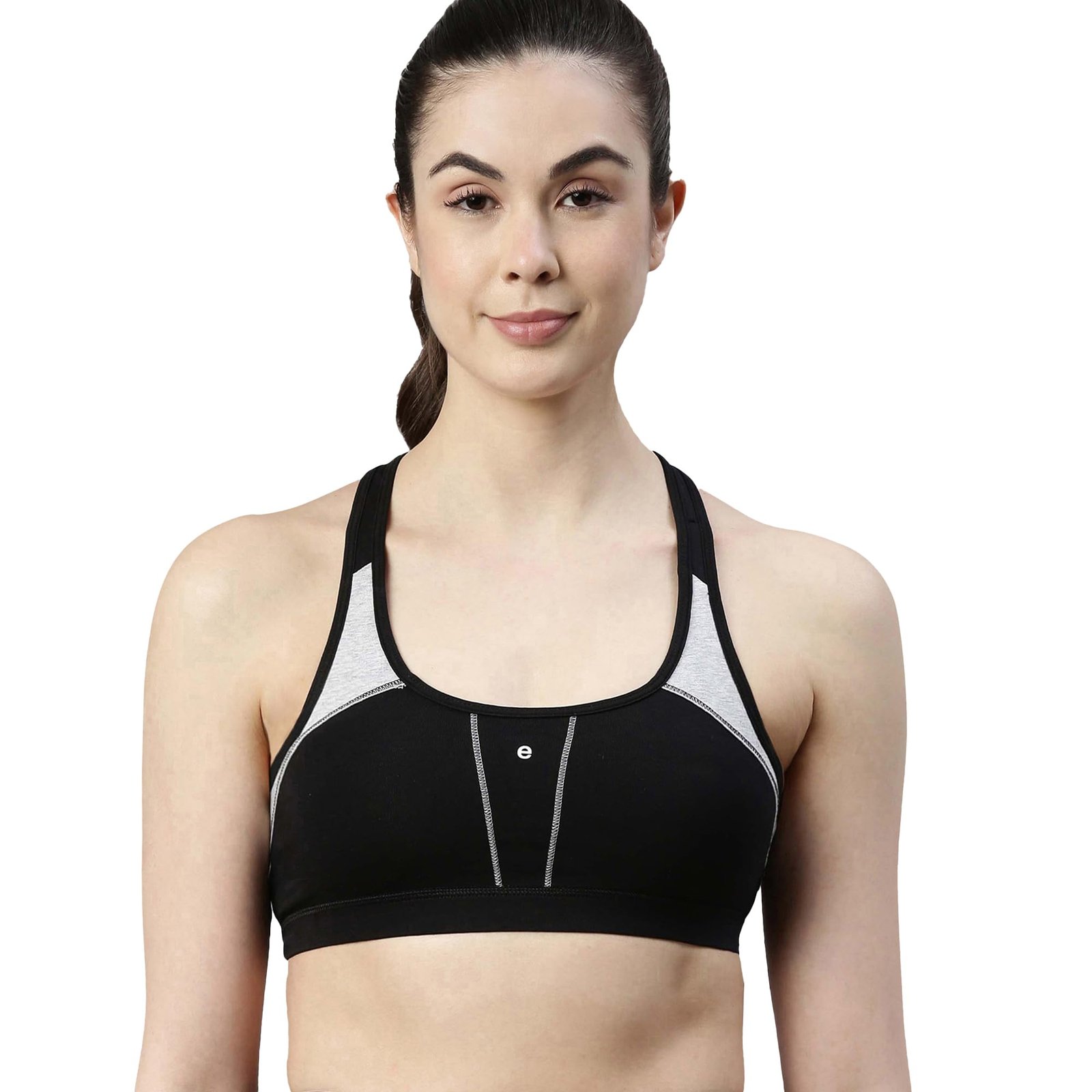 Enamor Medium Impact, Side Panel Shaping Racer Back Women’s Cotton Sports Bra – Padding with Removable Cups, Wirefree, High Coverage – SB08