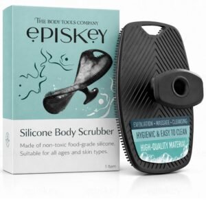 Episkey Silicone Body Scrubber for Bath, Soft Exfoliating Shower Scrubber with Lather Boosting Bristles & Ergonomic Non-Slip Handle, Hygienic Body Exfoliator for Men & Women