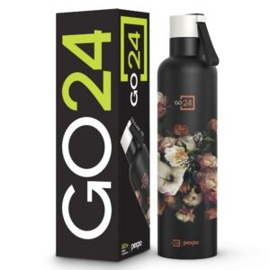 Pexpo Stainless Steel 24 Hrs Hot & Cold Vacuum Insulated Water ISI Certified Flask, 750ml, Knight Black with Printed Design, Oslo | Eco-Friendly, Durable, ISI Certified