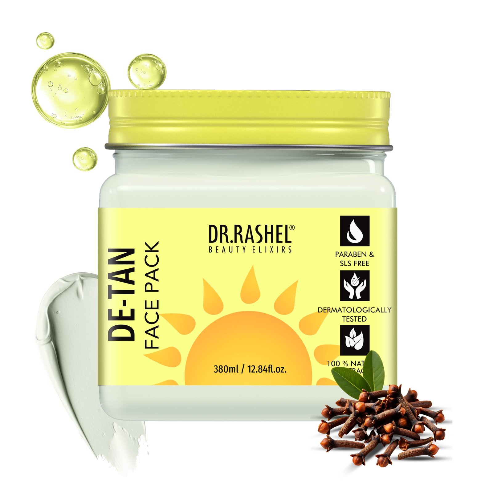 DR.RASHEL Beauty Elixirs De-Tan Face Pack for Glowing Skin, Oil Control, Acne, Pimples, Detan, Blemishes, Pigmentation & Brightening for Men & Women (380 Ml)