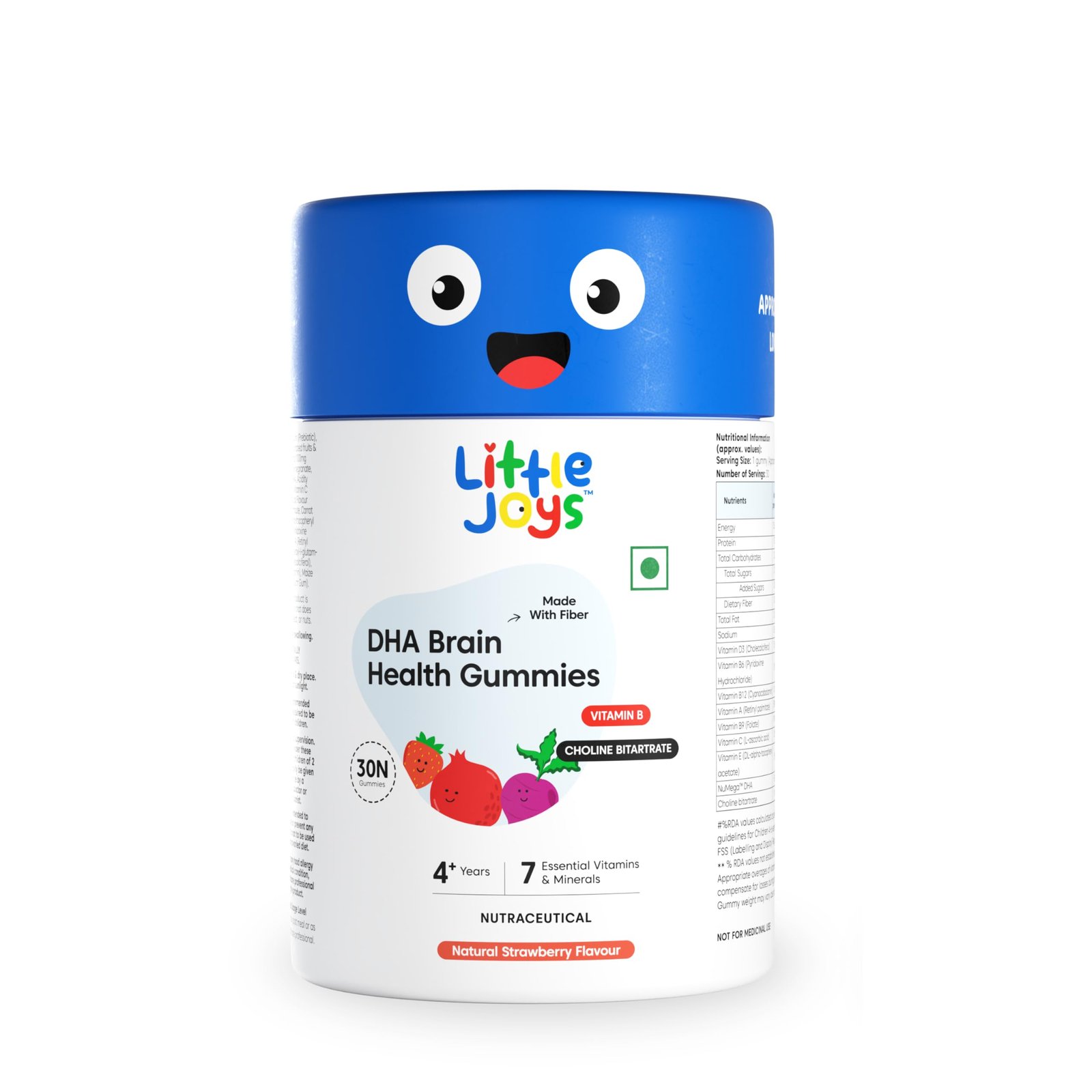 Little Joys DHA Omega 3 Brain Gummies For Kids | 4-6 years | 30 Day Pack | Helps Improve Concentration, Mood & Sleep | Plant Based Omega 3 Supplements | Multivitamin Gummies For Kids With No Added Sugar