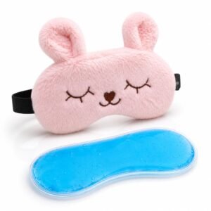 Jenna Sleep Eye Mask with cooling gel for Men Women, Night Sleeping Mask & Blindfold, Block Out Light, Soft Comfort Eye Shade Cover for Travel Nap (Pink)