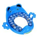 FLIPZON Cushioned Potty Training Seat for Kids | Cartoon Design | Comfortable Padded Toilet Seat with Handles & Splash Guard | Portable, Non-Slip, Easy-to-Clean Potty Chair for Boys & Girls (Blue)