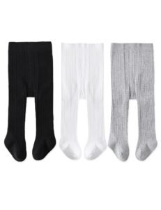 Epeius Baby Girls’ Seamless Cable Knit Tights (Pack of 3)