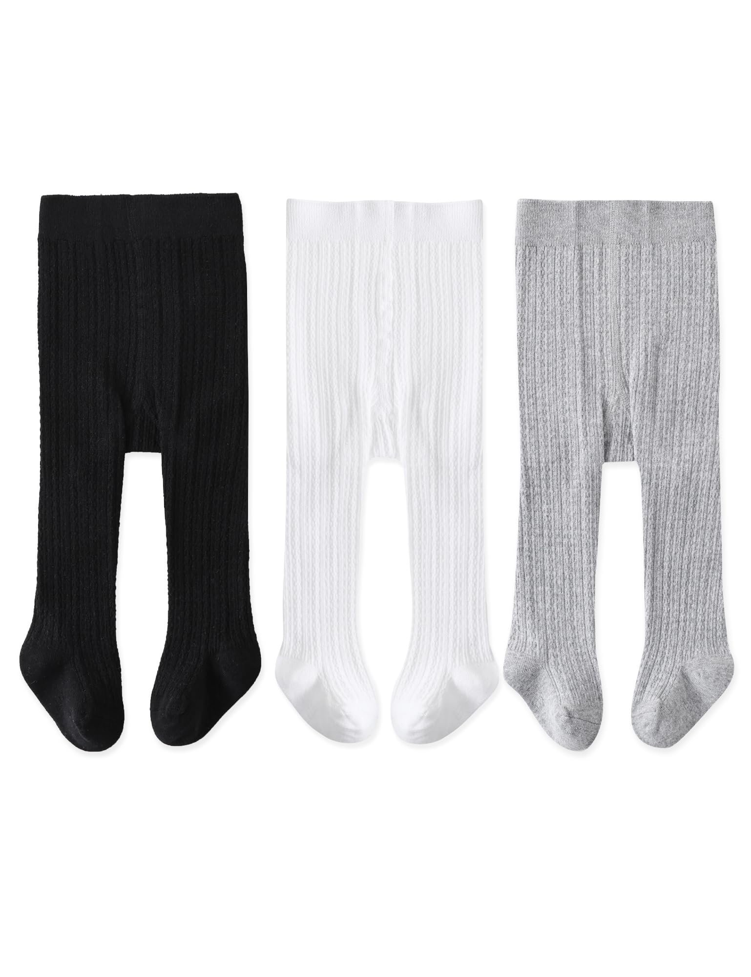 Epeius Baby Girls’ Seamless Cable Knit Tights (Pack of 3)