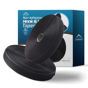 LifeKrafts Non Adhesive Hook Tape & Non Adhesive Loop Tape – Fabric Fastener Interlocking Tape for Sewing, Tailoring, DIY Crafts, Clothes, Shoes, Bags & Home Use (10M x 25mm, Black)