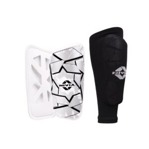 Nivia Classic Shin Guards with Sleeves for Youth and Adults, for Football Games Matches, Training, Basketball, Baseball, Cycling, Light Weight & Breathable Shin Guard with Lycra Sleeves (Medium)