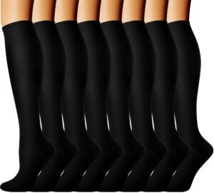 8 Pairs Compression Socks Men Women 20-30 mmHg Knee High Compression Stockings for Sports Nurse Travel